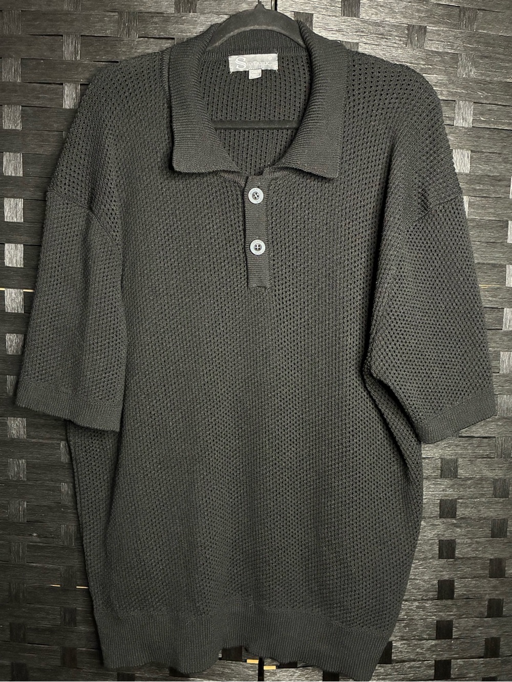 Silversilk Charcoal Black Knit Polo